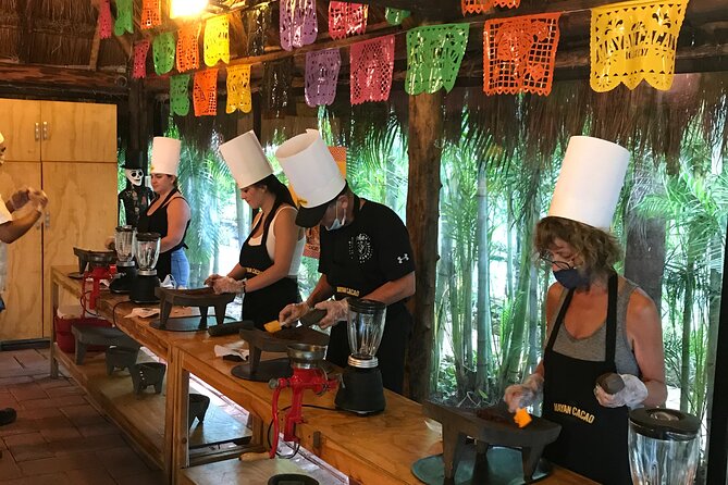 Chocolate Workshop - Guides make the difference: Paty, Angel, Eduardo, and Mario