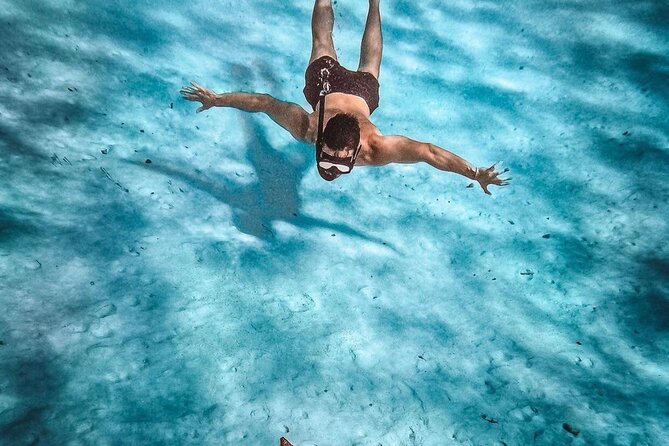 Cozumel Catamaran Tour: Snorkel at Top Reefs & Open Bar - El Cielo Sandbar: starfish photos in shallow water