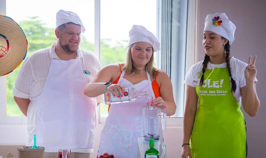 Cozumel: The Original Salsa & Salsa™ - Margarita crafting: frozen strawberry first, then your own bartender moment